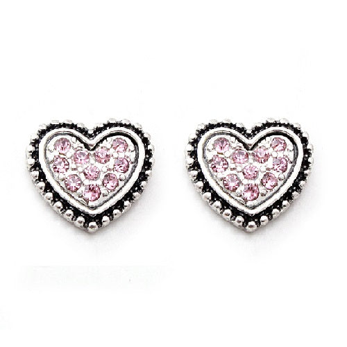 Pave Heart earring - pink