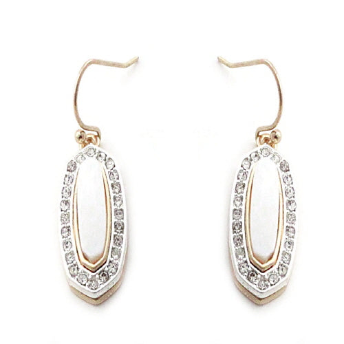 SHELL & PAVE EARRING - GOLD CLEAR