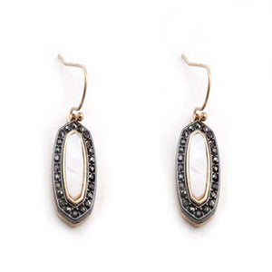 SHELL & PAVE EARRING - GOLD HEMATITE