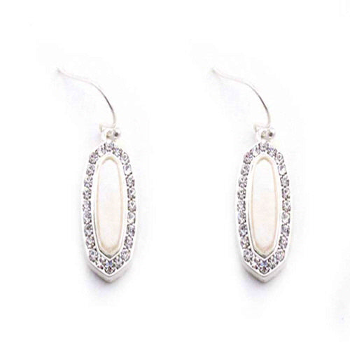 SHELL & PAVE EARRING - SILVER CLEAR