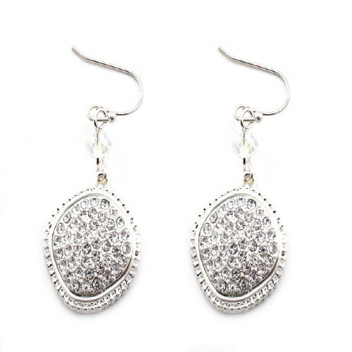 GEOMETRIC PAVE EARRING - SILVER CLEAR
