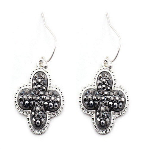 CLOVER PAVE EARRING - SILVER & HEMATITE - Pink Vanilla