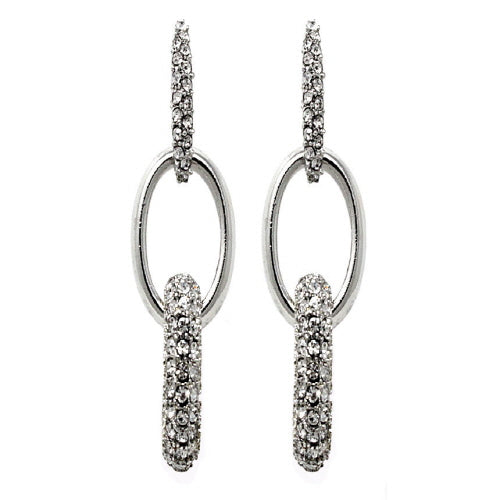SILVER PAVE LINK EARRING