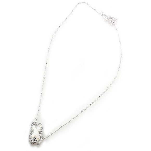 SILVER CLOVER NECKLACE SET - CLEAR