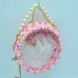 Chunky cotton tube clear bag with pearl handle - multi 2