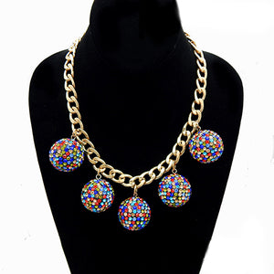 1.25" Crystal ball necklace - multi