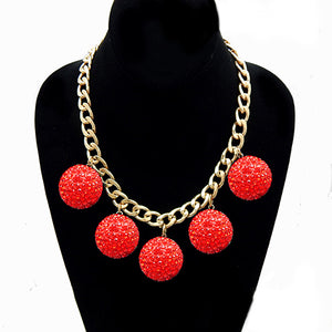 1.25" Crystal ball necklace - red