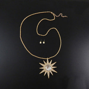 Sun pendant necklace set - gold
