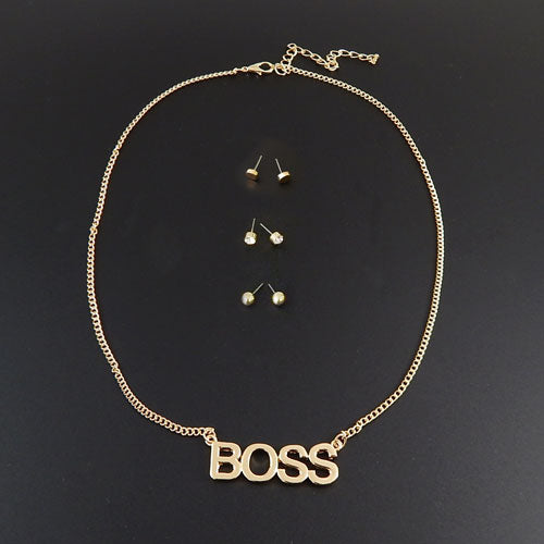 Boss necklace set - gold