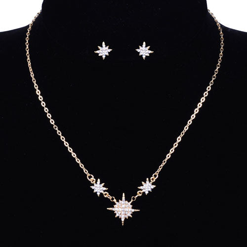 Snowflake necklace and earring set - gold