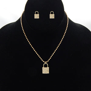 Lock pendant necklace set - multi color