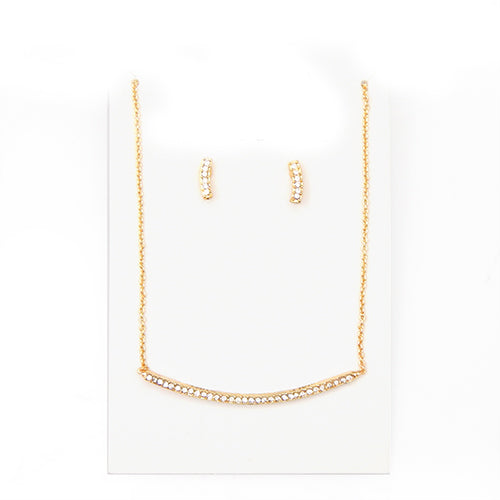 Crystal bar necklace set - gold