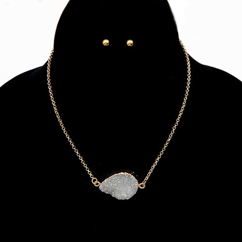 Druzy pendant necklace set - aurora