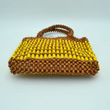 Colorblock summer tote - brown yellow