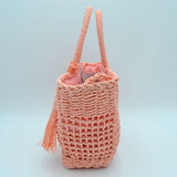 Straw tote with tassel - tan