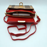 Plaid pattern crossbody bag - red/brown