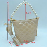 Small quilted glitter jelly pearl handle tote - lavender